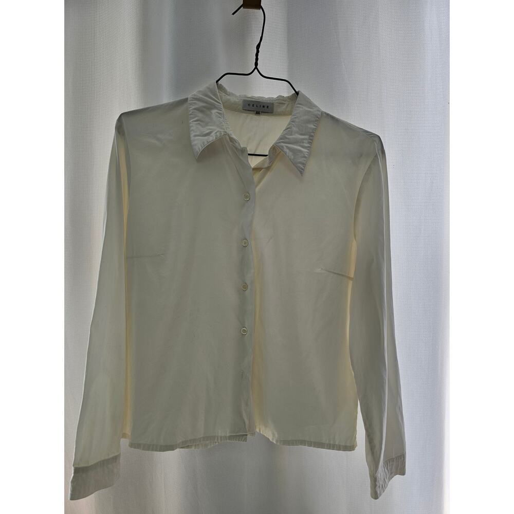 Celine White off Button Down Shirt size 44 - Picture 2 of 9
